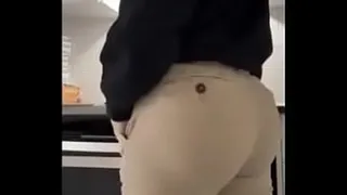 Trying on pants at the mall