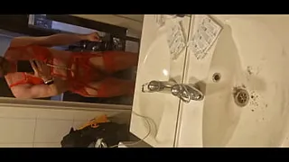 Wanted Production - Slave peeing in red lingerie compilation