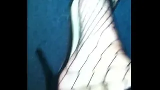 Walking in Sexy High Heels Fishnet Stockingd