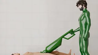 Guy Uses A Rotating Machine On Another Guy