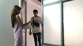 Home delivery goes wrong, he has a really big cock and my little vagina can't take it - Spanish porn