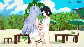 Miku Kohinata and Laura Bodewig lesbian play. - Symphogear & Infinite Stratos Hentai