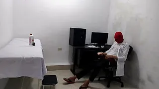 Perverted doctor masturbates after treating a cute patient