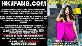 Hotkinkyjo in pink suit self fisting, anal gape, prolapse & johnthomastoyshuge dildo in ass