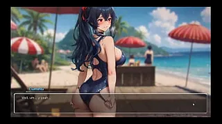 Bluring the walls [ ROMANCE Hentai Game ] Ep.7 EXHIB COUPLE at the BEACH !