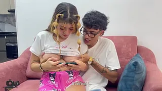 I make a tattoo with my stepsister, teach her how to play with my cell phone, and take the opportunity to let her feel my big cock. H.L.