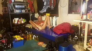 Poulsen Pervers Playing With My Big Cock And Wet Slut-Hole, Covered In Oil And Sperm...