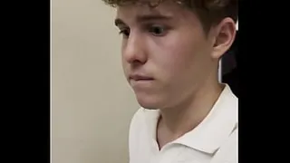 Twink with phimosis masturbates secretly during family meal