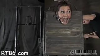 Naughty slut tears up during her depraved muff t. session