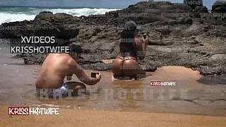 Making of the Cuckold taking pictures of me on the beach in my smallest bikini