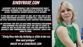 Sindy Rose take big buttplug & dildo in her ass then anal prolapse