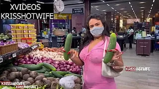 Kriss Hotwife Being Controlled With Lush In Her Pussy Choosing Big Thick Cucumber To Make Special Cuckold Salad