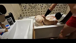 Massage a young stranger in the bathroom. The cocky exclusive
