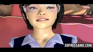 Hot 3d with glasses rides a big black dick