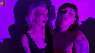 4 little sluts smoking and worshiping their feet, stripping and kissing