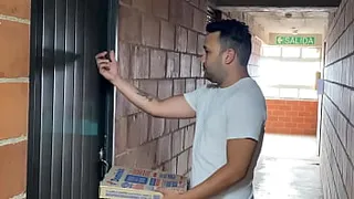 Delivery guy takes payment for delivery with my ass, he gives it to me so hard and impregnates me in my house. Hard sex between two men!