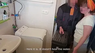 part 1: Sexy, mature wife gets fucked by washing machine repairman - while husband sleeps. After waking up, unsuspecting husband fucks wife too.