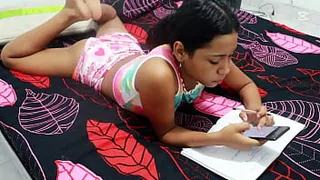PORN IN SPANISH - My beautiful Colombian stepsister comes home from school and wants me to help her with her homework. I told her I'd help if she lets me fuck her. I'll fuck a .