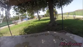 Real Flash - Naked in the public park I touch my stepfather's cock while strangers watch us