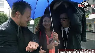 2 MEN CONVINCE GERMAN BITCH ON THE STREET TO ANAL THREE
