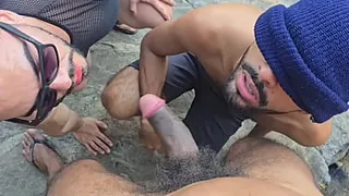 I went to pee on the rocks on the beach and ended up eating the ass of two guys, one black and one white, who opened up nicely for me to pound and get milk. If you want to see it in full, go to Xvideos Premium