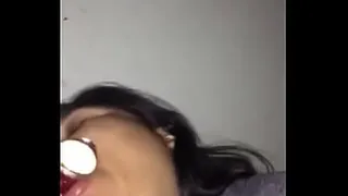 Latina bbw from Dallas, sucking a glass dildo
