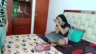 Perverted stepbrother fucks his cute dark skinned Latina stepsister in the pussy - Spanish porn