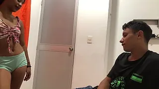 I show my stepbrother some videos on the computer to turn him on and fuck him