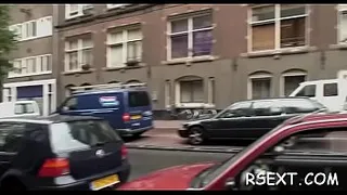 Girl gives hand and oral sex