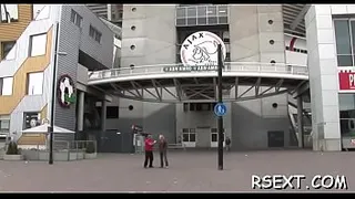 Gorgeous hooker gives sexy blowjob and spreads wide for shlong