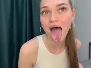 Drooling Babe Licks Tits Hot