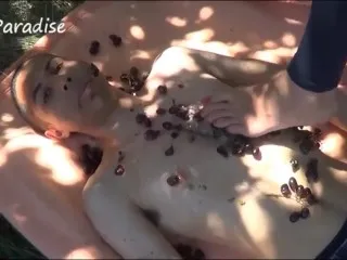 Crushing Grapes on Breasts