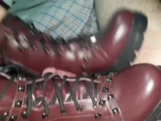 BBW Mistress Bootjob Cumshot Leather Boots