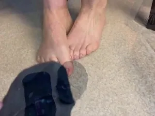 Cum on Socks - Wearing Them