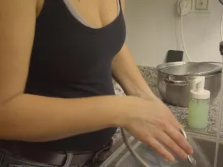 Jeans & Belt: Steamy Dishwashing Scene