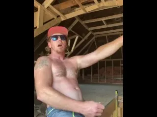 Ginger Contractor Cums on Job Site