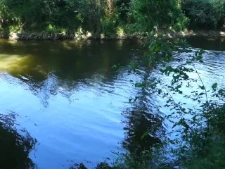 Biker Girl Strips Off at River