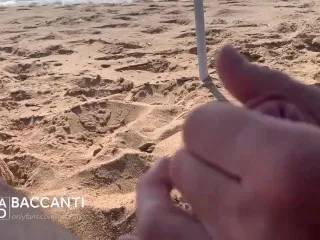 Wife Chops Husband, He Cums on Beach
