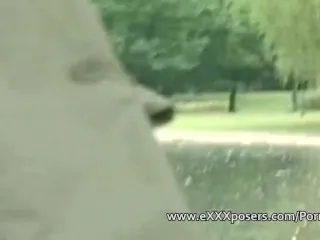 Blonde MILF flashes in park - Bold & Naughty