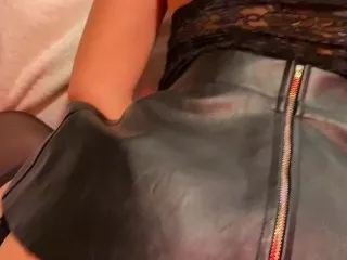 Upskirt Blowjob & Pantyhose Fuck - Leather Star