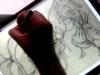 Line Art Timelapse by Drenched Facial Artist - Intense Scenes