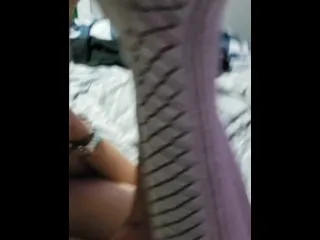 Small GF Fucked In Socks & Panties, Cums On Stomach 💦