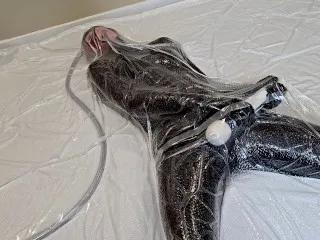 Latex-Clad Doll (#2) Intensely Pleasures Herself with Magic Wand