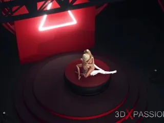 3D Shemale Fucks Blonde Model on Podium - Horny Fashion Sex