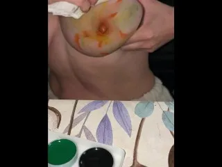 Orgasmic Painting: Colorful Nipple Show