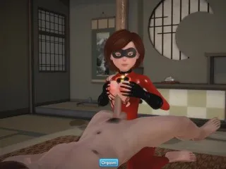 (3D XXX) The Incredible Elastigirl's Handjob & Blowjob