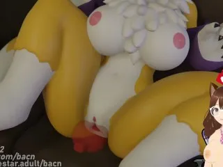 Guilmon Fucks Renamon, Impregnates with Huge Load (Furry Animation) - Jazziuu