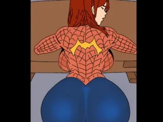 Spidergirl Gets Huge Dick Doggystyle - Hentai Cartoon