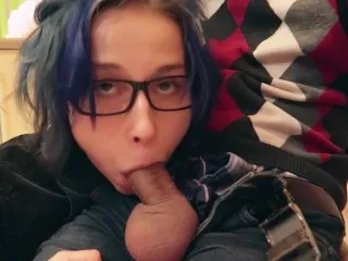 Blowjob at School: Nerd Girl Sucks Cock Before Class