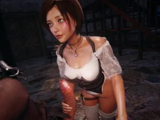 Girl at Tavern Rides Visitor in 3D Full HD